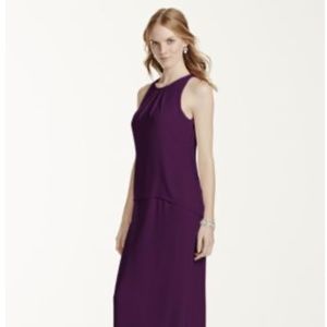 David's Bridal Long Open Back Matte Crepe Dress